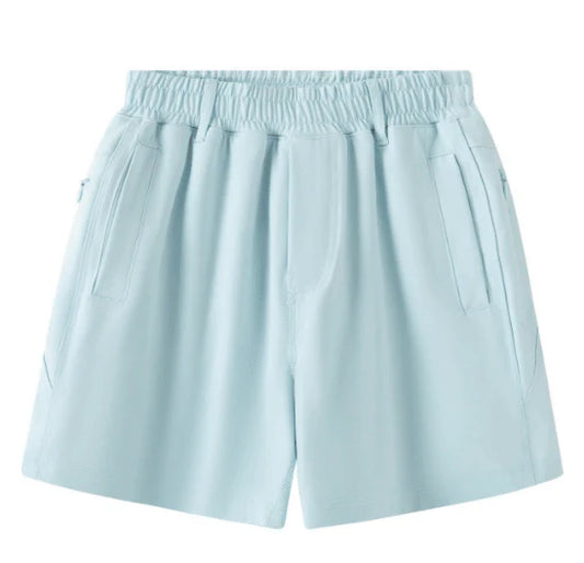 Light blue shorts with elastic waist