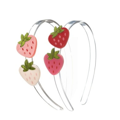 Two strawberry-themed headbands 