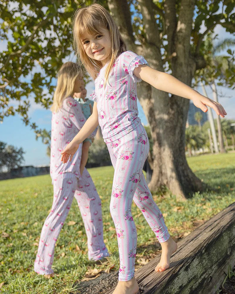 Floral Easter Pajamas in pink and blue