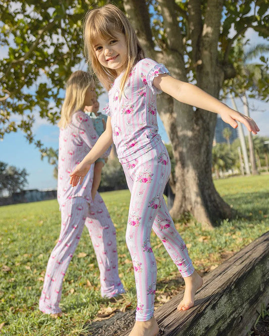 Floral Easter Pajamas in pink and blue