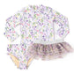 Floral Two piece rashguard swimsuit with tutu Skirt