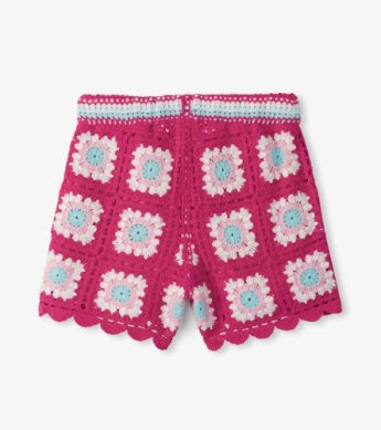 Rainbow Rose Crochet Shorts
