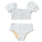 Blue Floral smocked two piece swimsuit