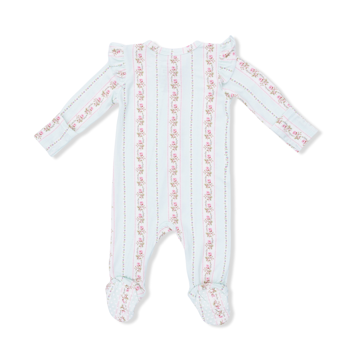 Antoinette Stripe 2-Way Ruffle Sleeve Zipper Footie