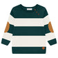 Children's sweater with green and white stripes 