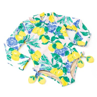 Santorini Citrus Rashguard One Piece Swimsuit