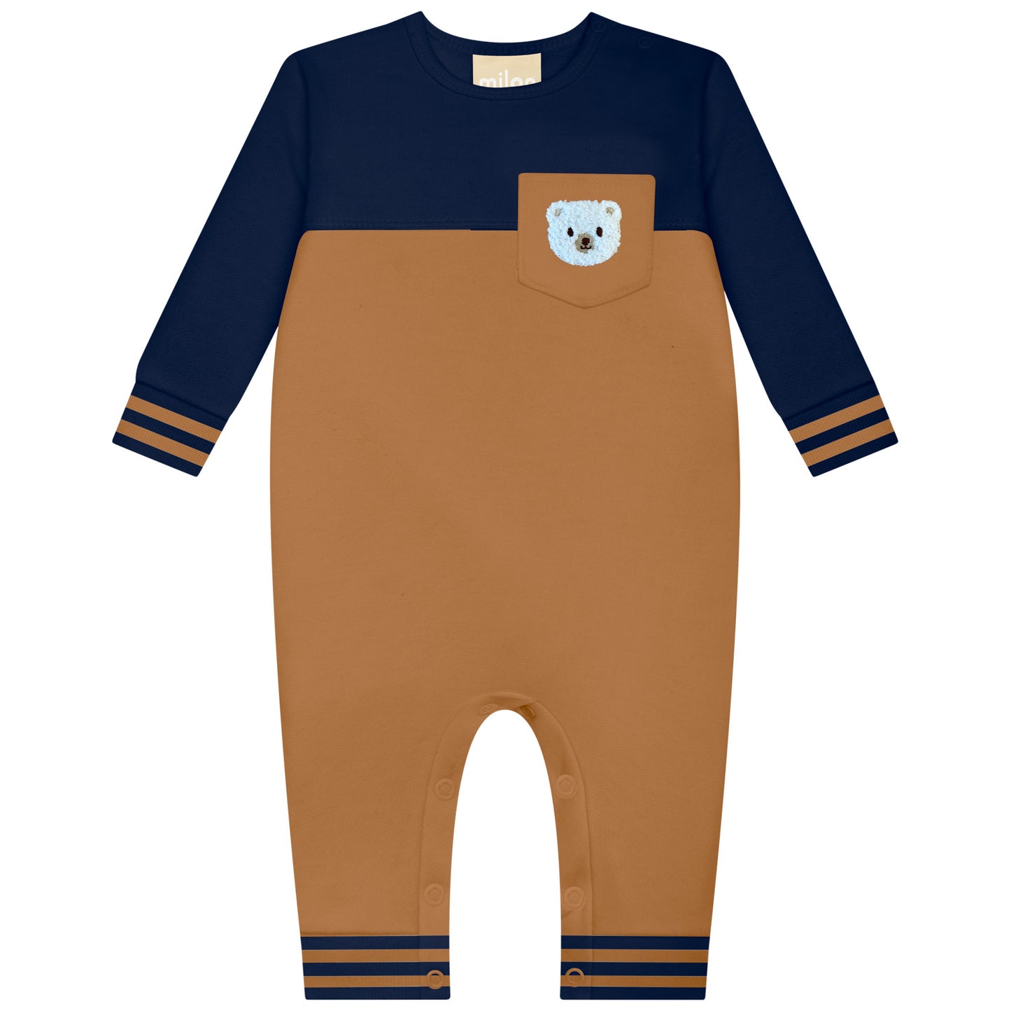 Chlidren's jumpsuit with a teddy bear applique