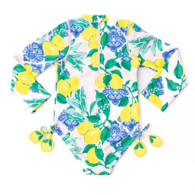Santorini Citrus Rashguard One Piece Swimsuit