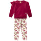 Red top and floral pants set 