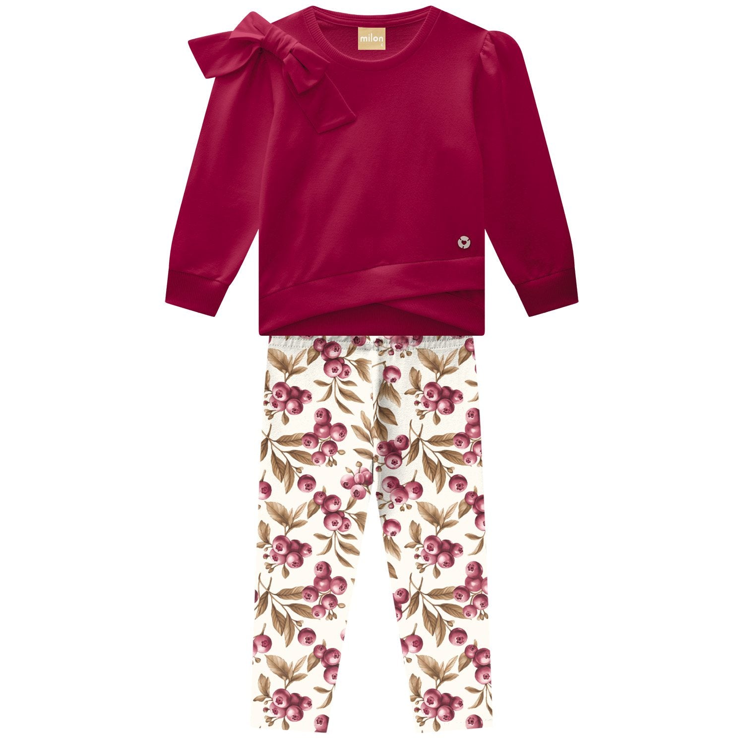 Red top and floral pants set 