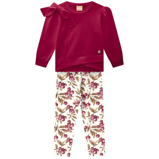 Red top and floral pants set 