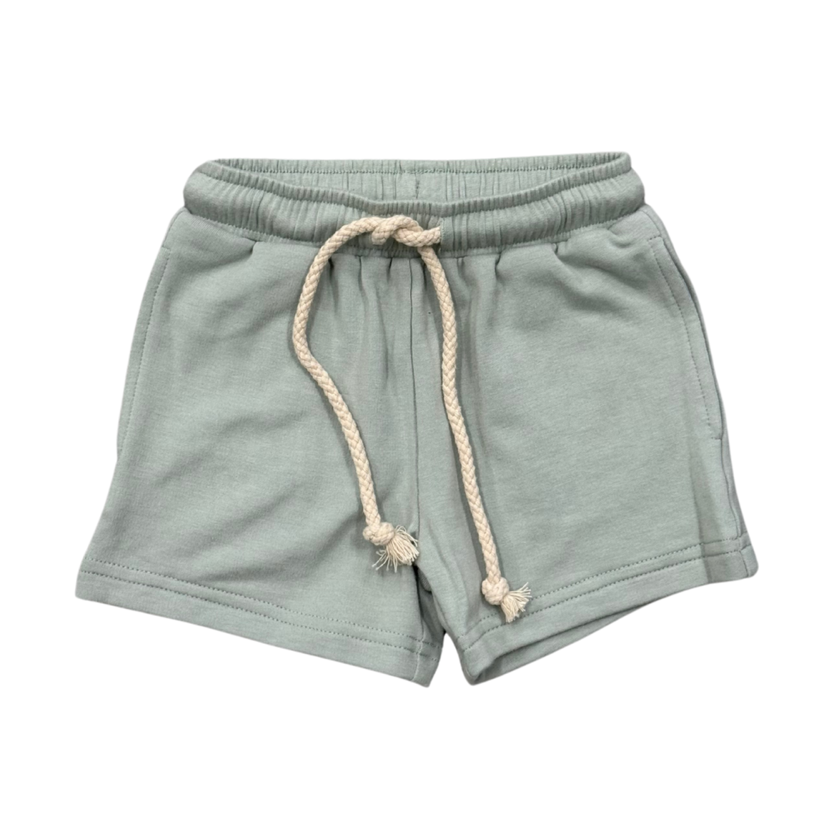 Light green shorts with a rope drawstring 