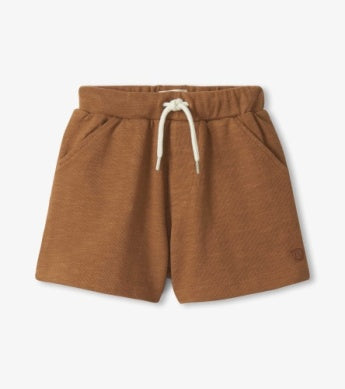 Brown shorts with a drawstring
