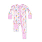 Baby onesie with ice cream cone pattern on a white background