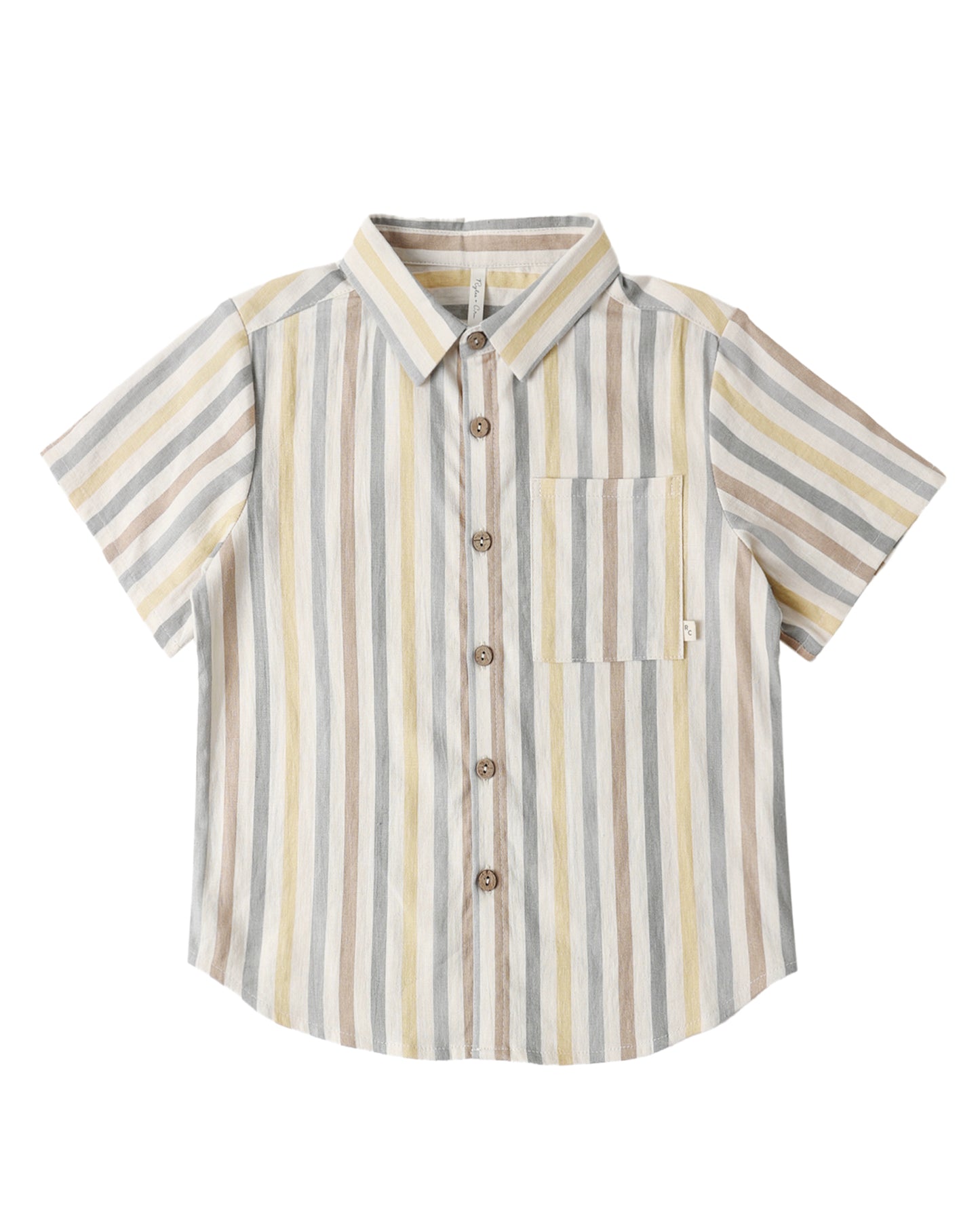 Striped short-sleeve shirt on a white background