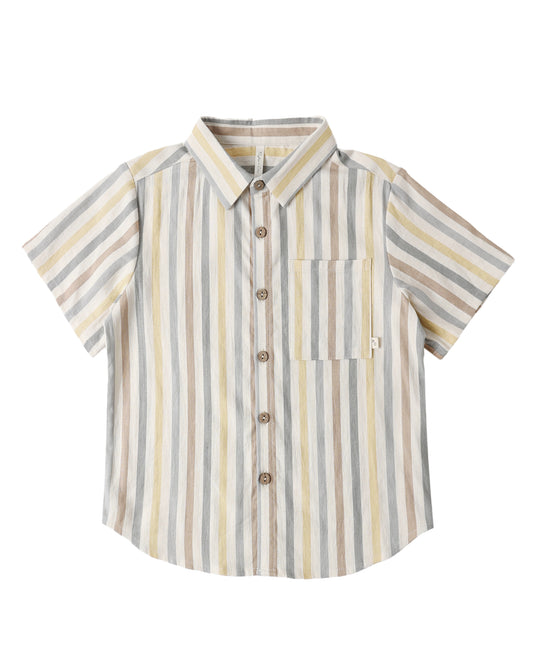 Striped short-sleeve shirt on a white background