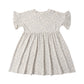 Floral dress with ruffled sleeves on a white background