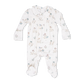 Baby onesie with floral pattern and ducks on a white background
