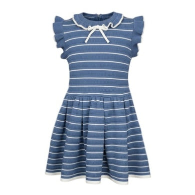 Flutter Short Sleeve Pleated Sweater Dress