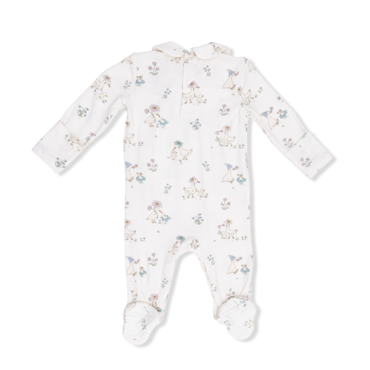 Flower Ducklings // Smocked Peter Pan Snap Footie