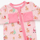 Convertible Romper // Vintage Reindeer & Santa Pink