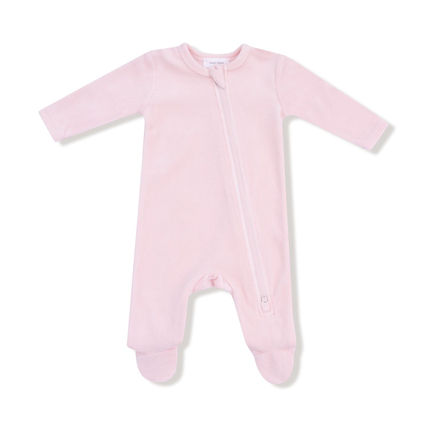 Velour Teddy Bear- 2 Way Zipper Footie // Pink