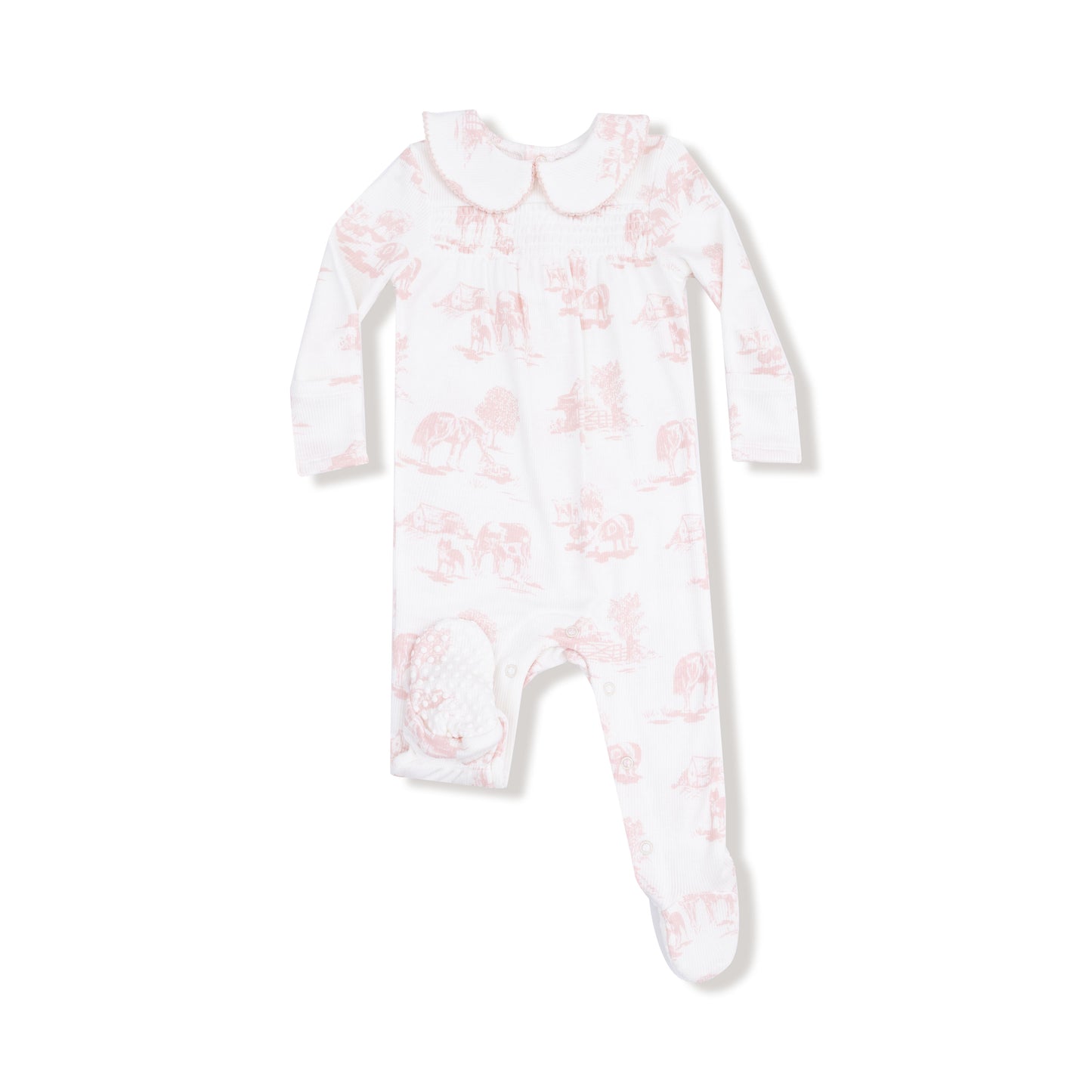 Pink Farm Toile Peter Pan 2-Way Zipper Footie