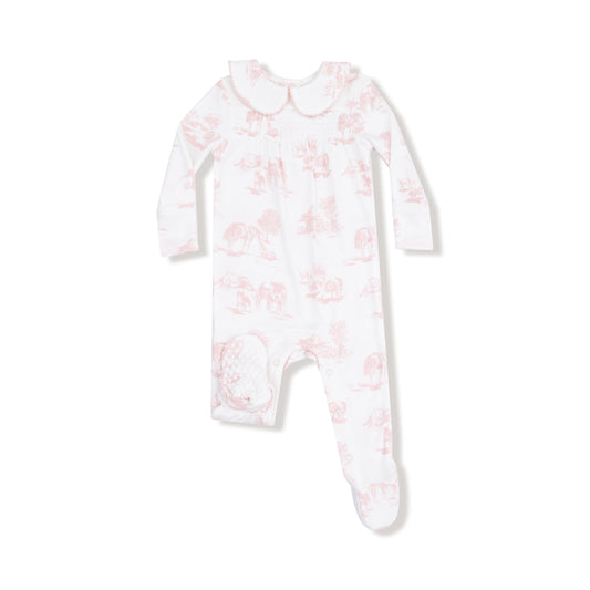 Pink Farm Toile Peter Pan 2-Way Zipper Footie