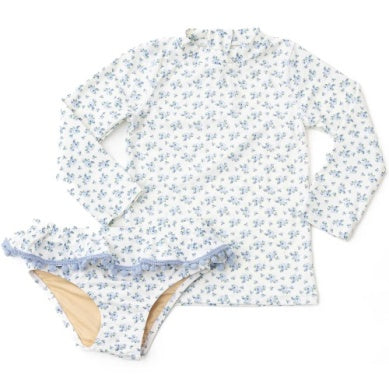 Floral-patterned swimsuit 2 piece rashguard