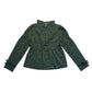 Green floral,ruffle neck knit top