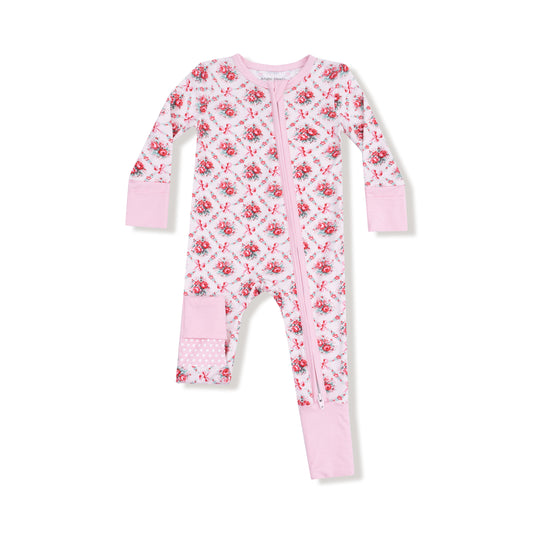 Rose Bow Lattice 2-Way Zipper Romper