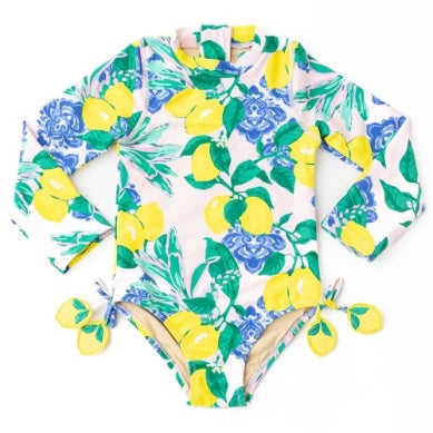 Santorini Citrus Rashguard One Piece Swimsuit