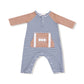 Stripes with Football Long Sleeve Raglan Henley Romper