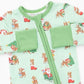 Convertible Romper // Green Vintage Reindeer & Santa