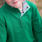 Green Cotton 1/4 Zip Pullover // Plaid