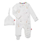 White Serene Safari Embroidered Footie