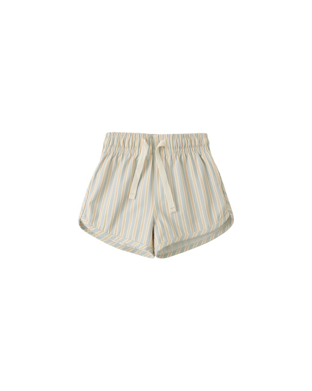 Sky Rashguard + Blue and Butterscotch Stripe Trunks